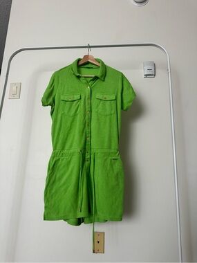 Melissa Odabash Terry Cloth Romper Lime Green Resort Playsuit Cover Up Size L